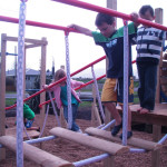 Pupils at Turua Primary School enjoying their new playground.