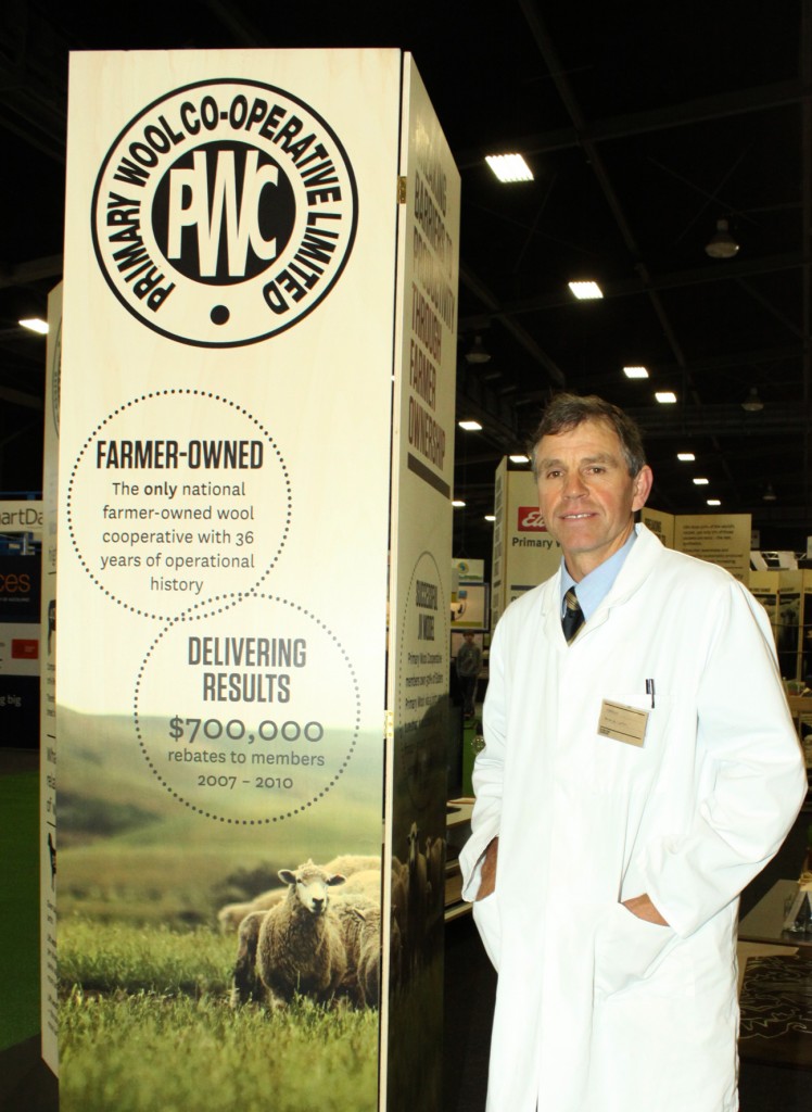 Hamish De Lautour waits for visitors at Fieldays