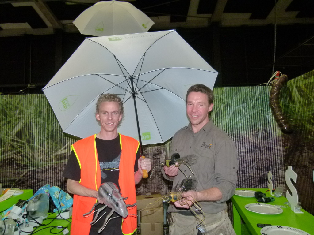 Bob Johnston and Chris Stead set up model bugs