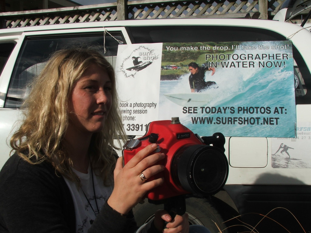 Closeup: Raglan photographer Jane Alice takes her shots out in the surf.