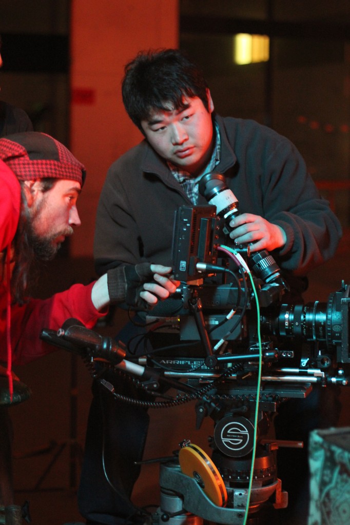 High hopes: Cinematographer Sam Li, centre, and focus puller Joel Comer hope their film will make it to overseas festivals. Picture: supplied.