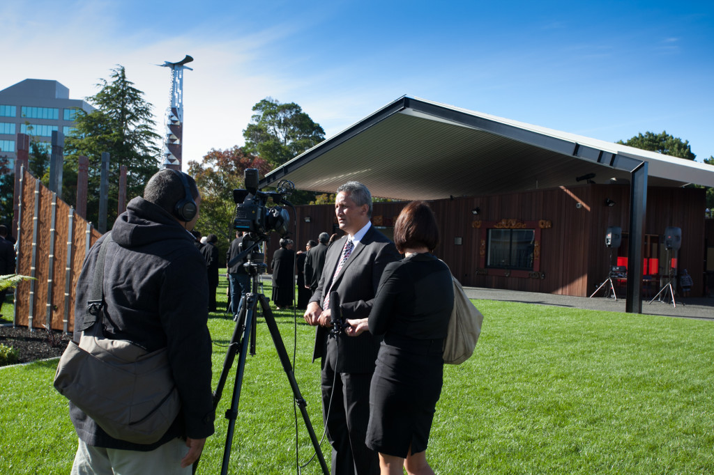 Wintec kaumatua Tame Pokaia at the marae opening.