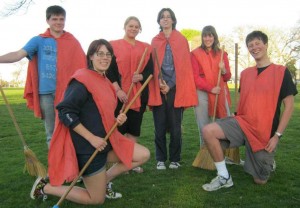 Hamilton's leading Quidditch team, the Waikato Wyverns warming up before training. Photo: Supplied