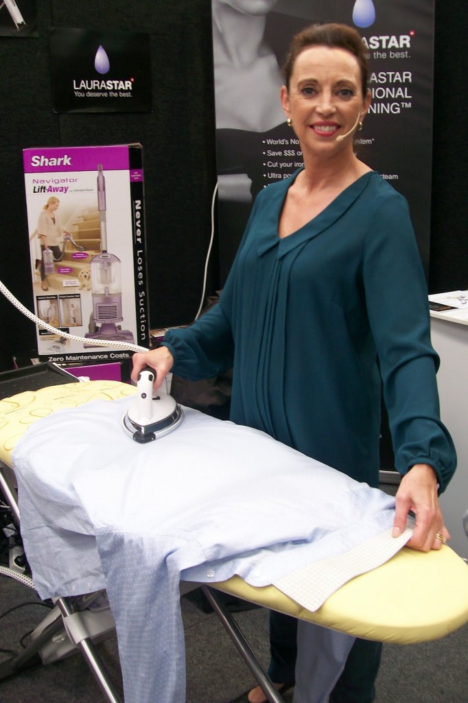 Infomercial queen: Suzanne Paul demonstrates an ironing system at the expo.