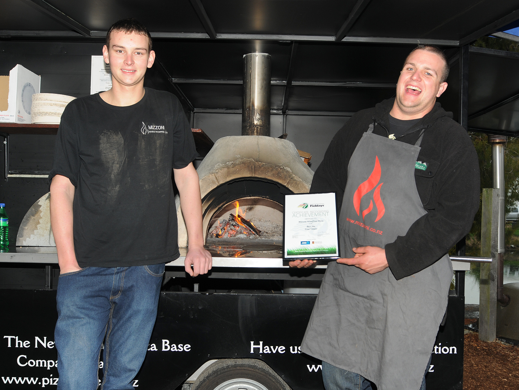 Tim Moughan and Ryan Burke of Mizzoni Wood-Fired Pizza at their award winning site. 