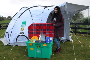 Wintec Student, Karina Yanez getting ready to move in to her ShelterBox. Photo: Supplied.