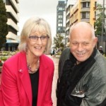 Councillors Maria Westphal and Dave Macpherson open Hamilton's first shared zone.