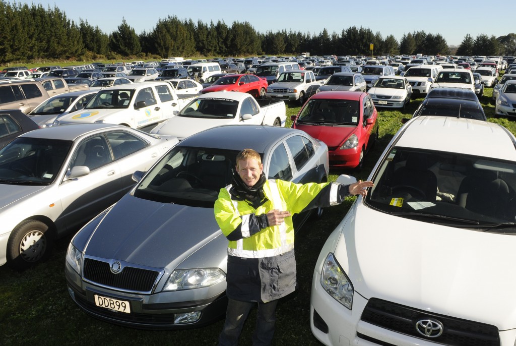 Caption: Chairman of the parking commitee, Lance Enevoldsen amongst Fieldays parking. Photo by: Geoff Ridder.