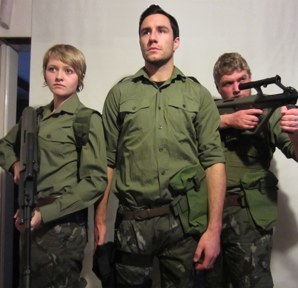 (left to right) Clare McDonald, Matthew Powell and Brendan West star as NZ defence force peacekeepers in Loyal. Photo supplied.