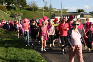 Te Aroha residents continue their 5km walk in support of breast cancer awareness. Photo: Daniel Whitfield