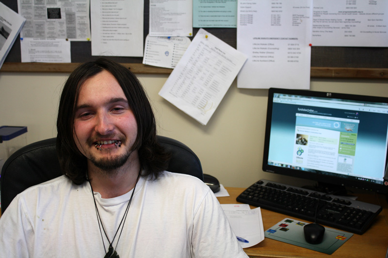 Volunteer councillor Campbell Patterson showing the fundraising page.