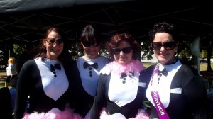 <b>MORPHSUITS:</b> Staff from Hautapu Primary School get ready to strut their stuff. Photo by: Candice Jones