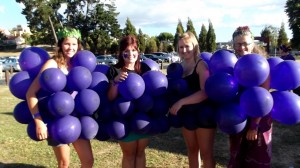 <b>BALLOON FRENZY:</b>Team Mirenas get ready to strut their stuff. From left to right: Ashlee Peters, Toni Earby, Cassandra Smeenk, Audry Stanly.