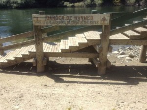 HANGING DRY: The river level has receded 