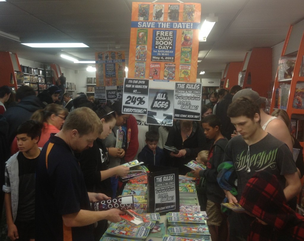 Rush Hour: Crowds of fans search for favourite titles in busy Mark One. Photo: Matthew Robinson.