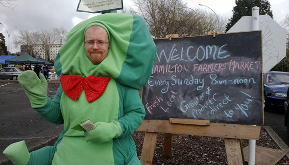 CREATIVE CATERPILLAR: Ross Macleod showed Farmer's Market attendees who he is. PHOTO:Supplied by Ross Macleod