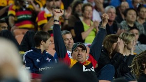 Fans roar with cheer as Chiefs break the Stormers with a home win. Picture: Brad Roberts/Waikato Independent