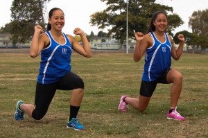 Lunges are included in the Xtreme impact condition training lead by sisters left, Briah Caffery and right, Naomi Caffery. Photo: Megan Cameron