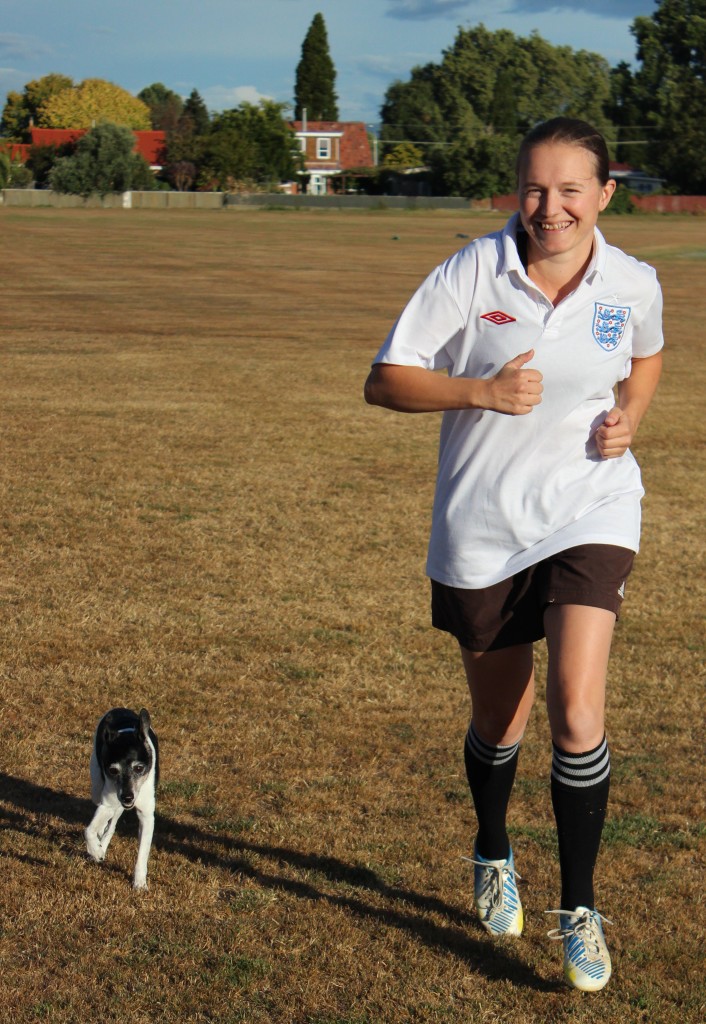 Motivated: Gemma Sliz trains for the Wings for Life World Run with her faithful companion. Photo: Mereana Austin