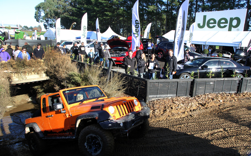 Fiat Chrysler Jeep climbs muddy tracks during demonstrations. Photo: Michelle Corbett