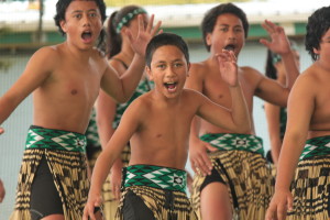 The young warriors of Matamata Intermediate deliver a fierce haka. Photo: Jason Renes