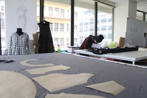 HUSTLE AND BUSTLE: Wintec fashion room prepping for show