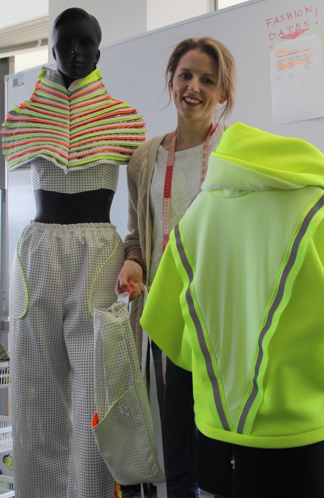 SHOW TIME: Madeleine Schulz with her collection inspired by hi-vis workwear. Photo: Dasha Kuprienko