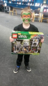 LEGO RICH: Winner Jayden Campbell with his prize. Photo by: Shontelle Cargill