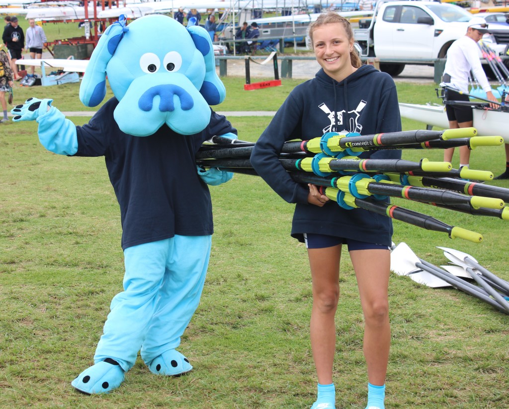 A CLUE! A CLUE!: Blue (Sofia Udovenko) lends a helping paw to teammate Bella Smolnicki. Photo: Christopher Reive.