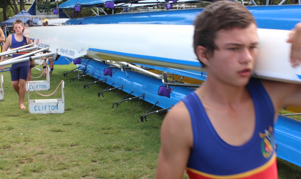 GO TIME: Cobi McCook (L) and Logan Olsson (R) head to the water