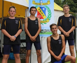 SQUAD: FDMC rowers Cobi McCook (L), Logan Olsson, Bodie Butler and Mason Porteous. Photo: Christopher Reive.