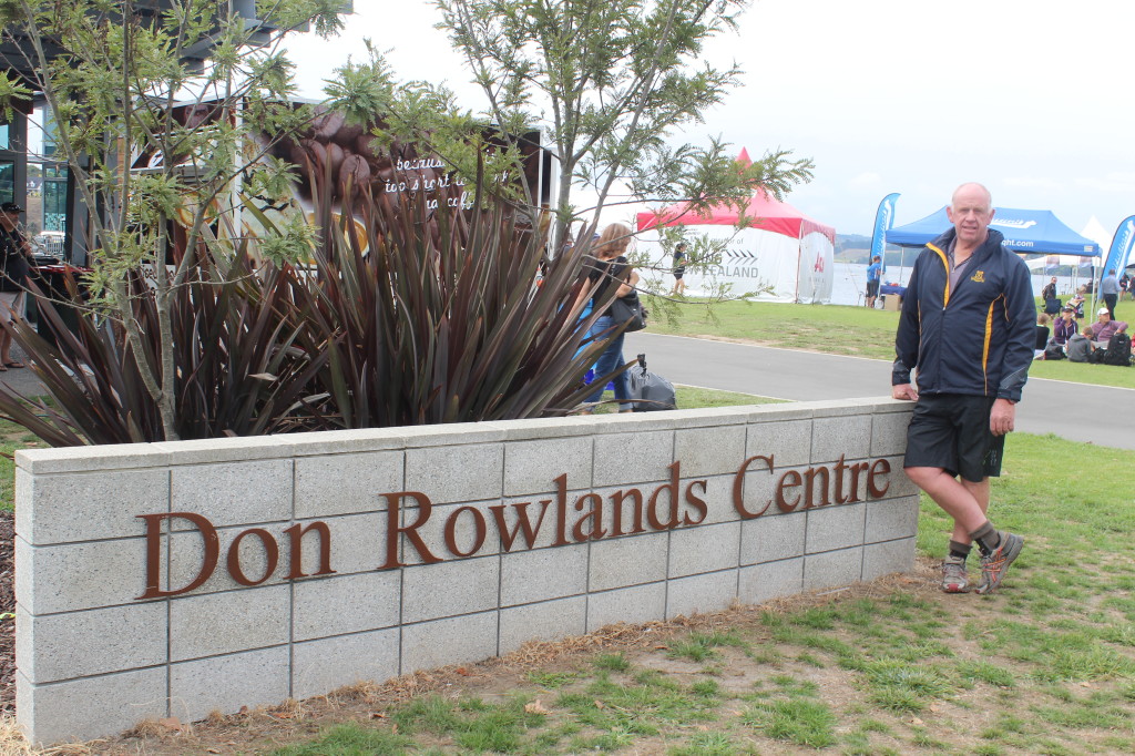 Head coach from Marlborough Girls College Mark James standing in front of the Don Rowlands Centre at Lake Karapiro. Photo by: Emmeline Sunnex