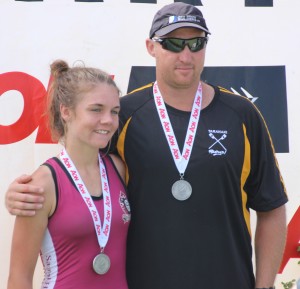 NEW SILVERWARE: Georgia Keech and coach Jason Williams earned their medals. Photo: Christopher Reive.