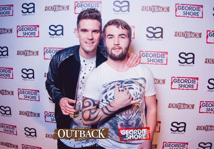 OUTBACK INN PARTY: MTV star Gary Beadle (left) with fellow party-goer Dylan Boggiss.  Photo: Supplied by Dylan - Photo taken at The Outback Inn by Ariephoto.co.nz