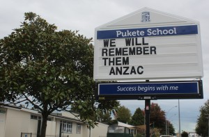 WE WILL REMEMBER THEM: An Anzac day message on the school sign. Photo by: Shontelle