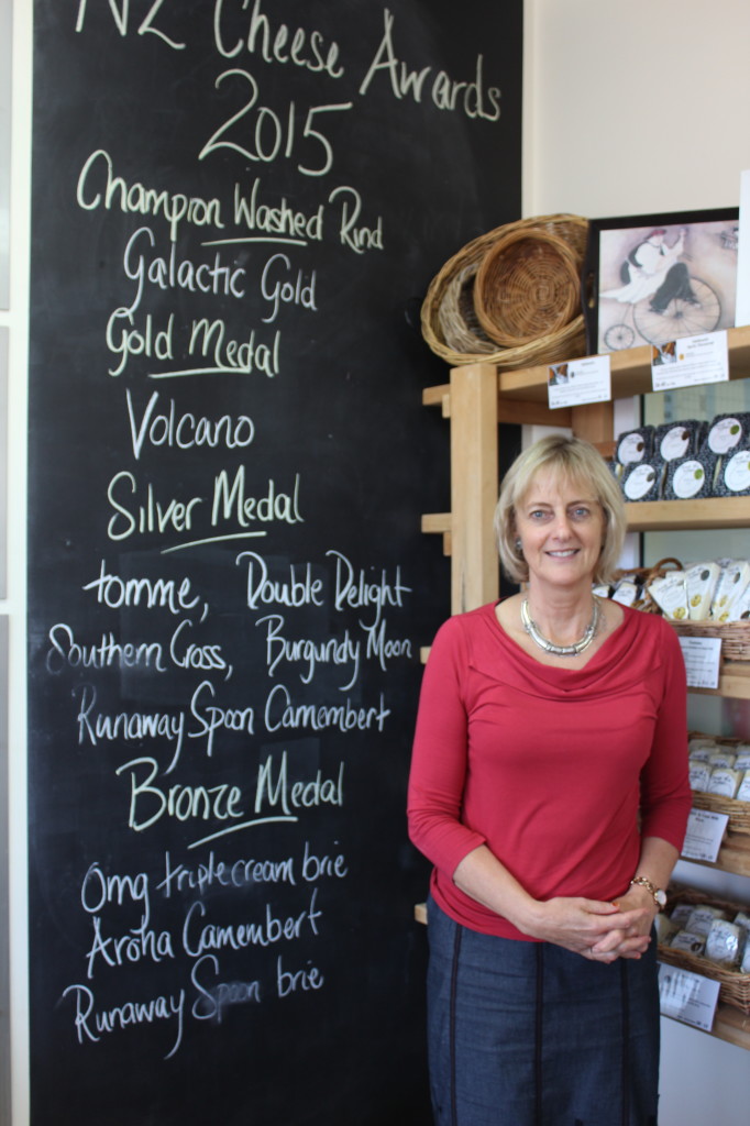 Cheesy menu: Sue Arthur standing besides her board of fame. Photo: Chantel Strydom