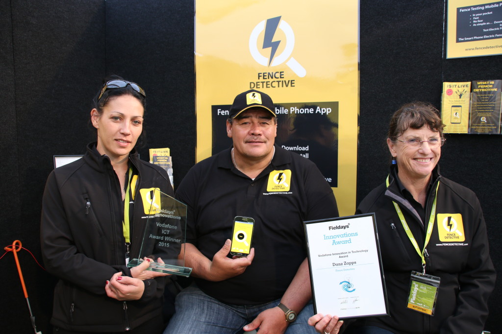 Dan Hall with Sarina Carey, left, and Bridget Marsh celebrate their innovation win. Photo: Garrick Dyer