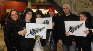 Family date night out in support of the Junior All Whites. Married couples from left to right: Natalie and Adam Walmsley, Fiona and Michael Walmsley, Richard and Holly Odgers. Photo: Emmeline Sunnex