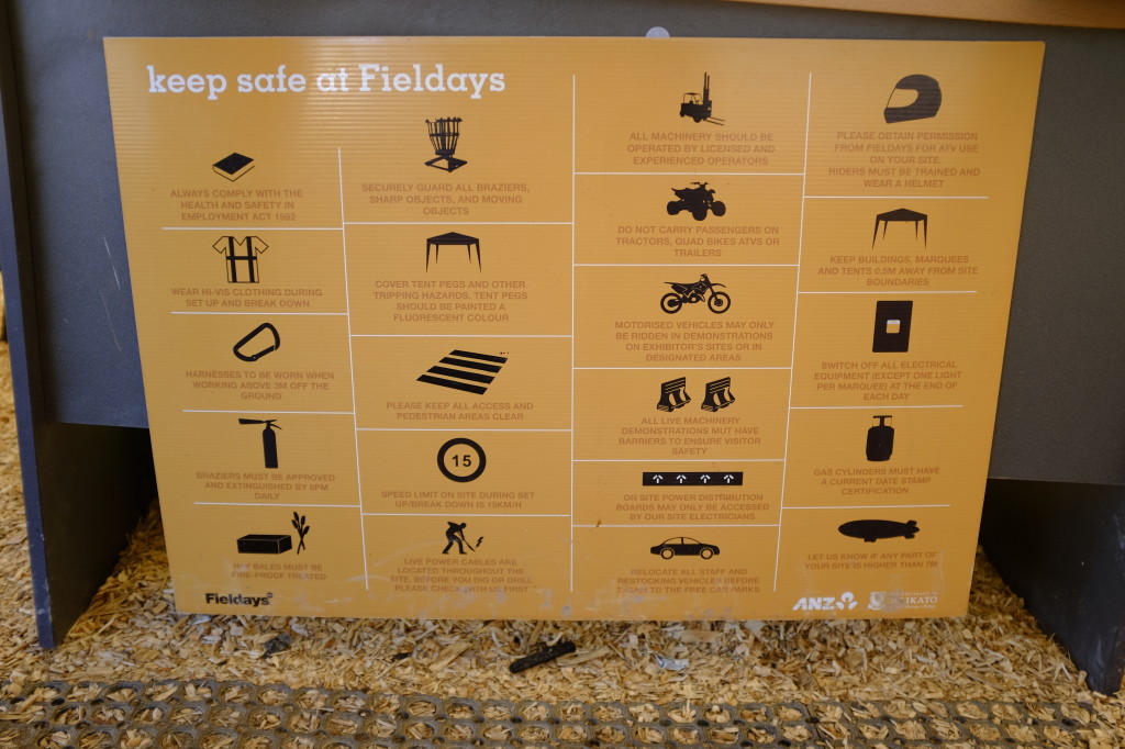 Safety instructions at Fieldays