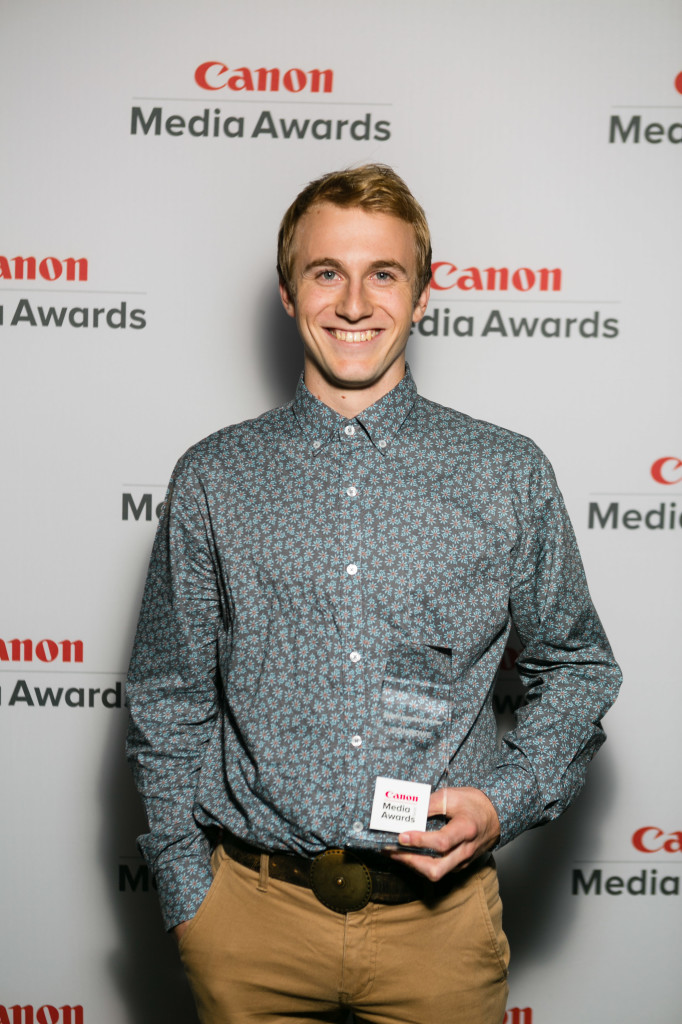 Canon Winner: Don Rowe took out the top student journalist award at the annual Canon Media Awards in Auckland.  Photo: Supplied