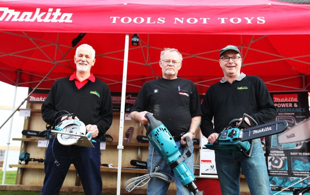 Sharp Team: John McMillan, Graham Norris and Pilling outside the Makita stall