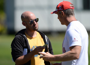 Ben Stanley, left, in the field.