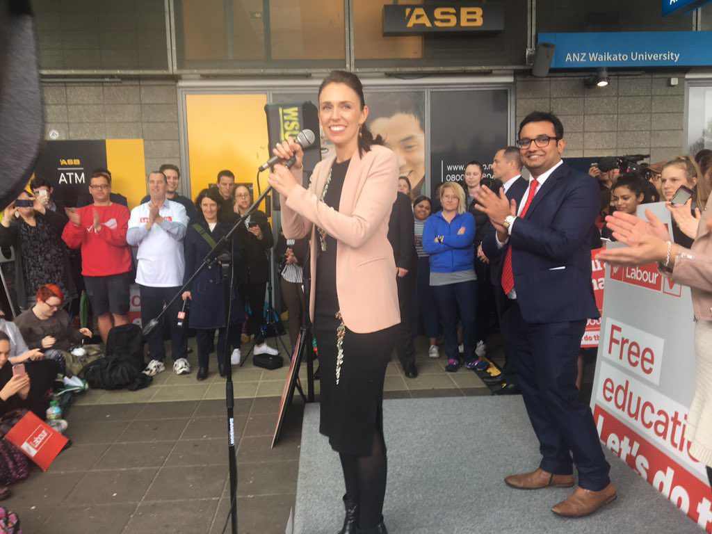 Labour leader Jacinda Ardern speaking at Waikato University after the Meteor meeting. Photo: Jenna Lynch